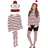 Kidukso Red and White Striped T-Shirt Deluxe Adult Halloween Cosplay Costume Funny Long Sleeve Shirt Suits Outfit