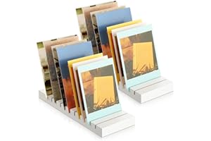 Marsui 2 Pcs Christmas Greeting Card Display Stand 12 Slot White Wooden Card Display Stand Postcard Holder Card Display Rack 
