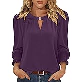KISSMODA Womens Fashion Blouse Long Sleeve Casual Tunic Solid Basic Top Soft Breathable Tunic Tops 2026 Fall Trendy S-XXL