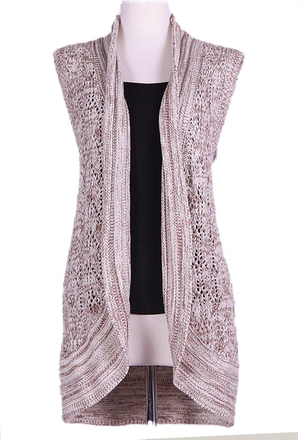 beige sleeveless cardigan