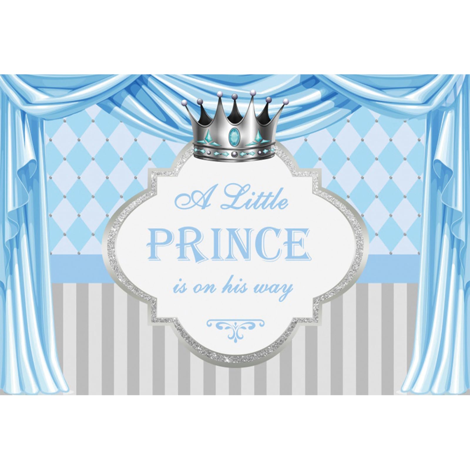 YongFoto 2.2x1.5m Baby Shower Photography Backdrop a Little Prince Is On His Way Crown Curtain Gender Reveal Photo Backdrops Kids Newborn Baby Shower Party Pregnant Woman Photography Studio Props