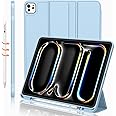 iMieet for iPad Pro 11 Inch Case M4 2024 (5th Generation) with Pencil Holder, [Support Pencil Pro and Pencil (USB-C)], Trifold Stand Smart Case with Soft TPU Back, Auto Wake/Sleep (Sky Blue)