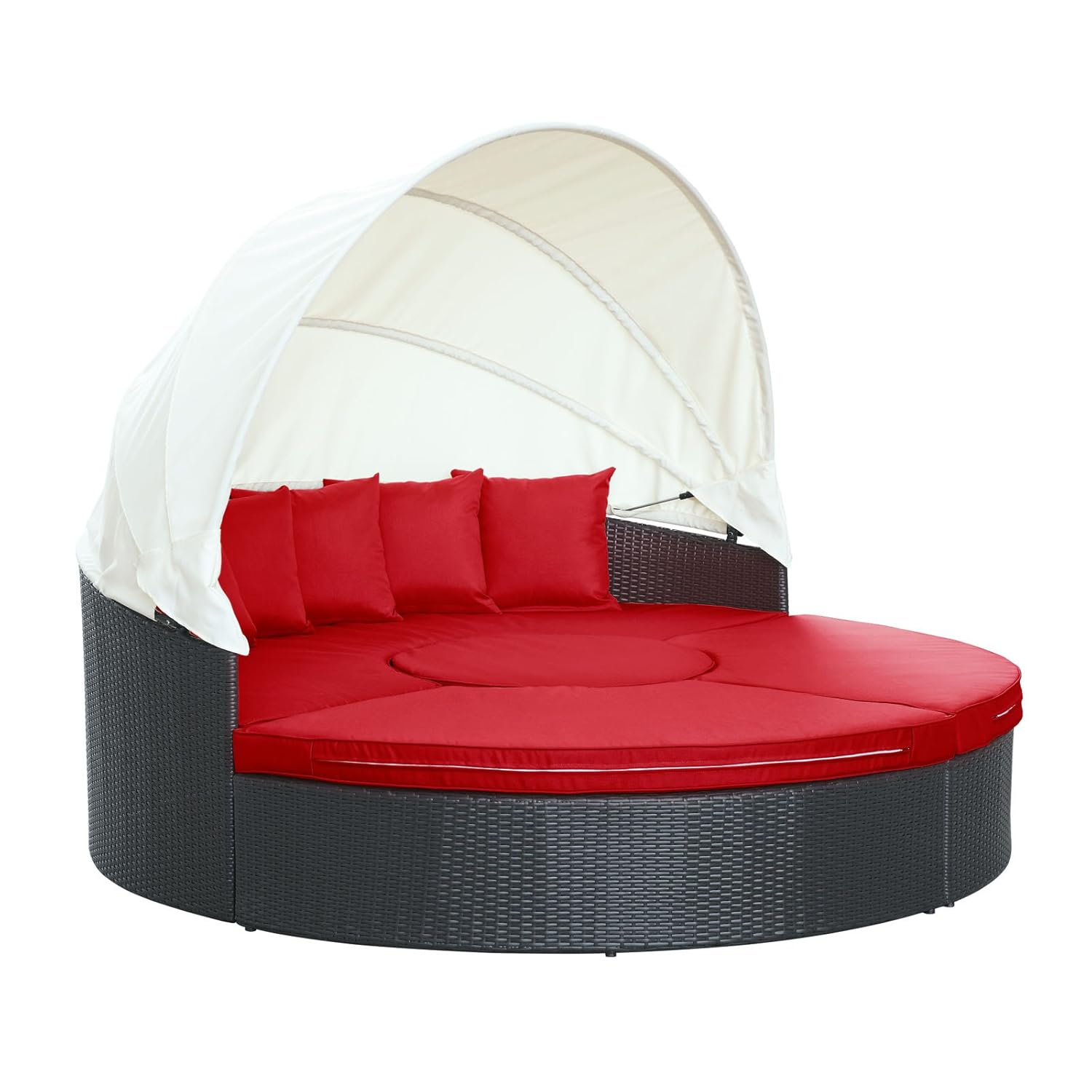 Modway Quest Circular Outdoor Wicker Rattan Patio Daybed With Canopy In Espresso Mocha Patio Lawn Garden Patio Seating Vit Edu Au