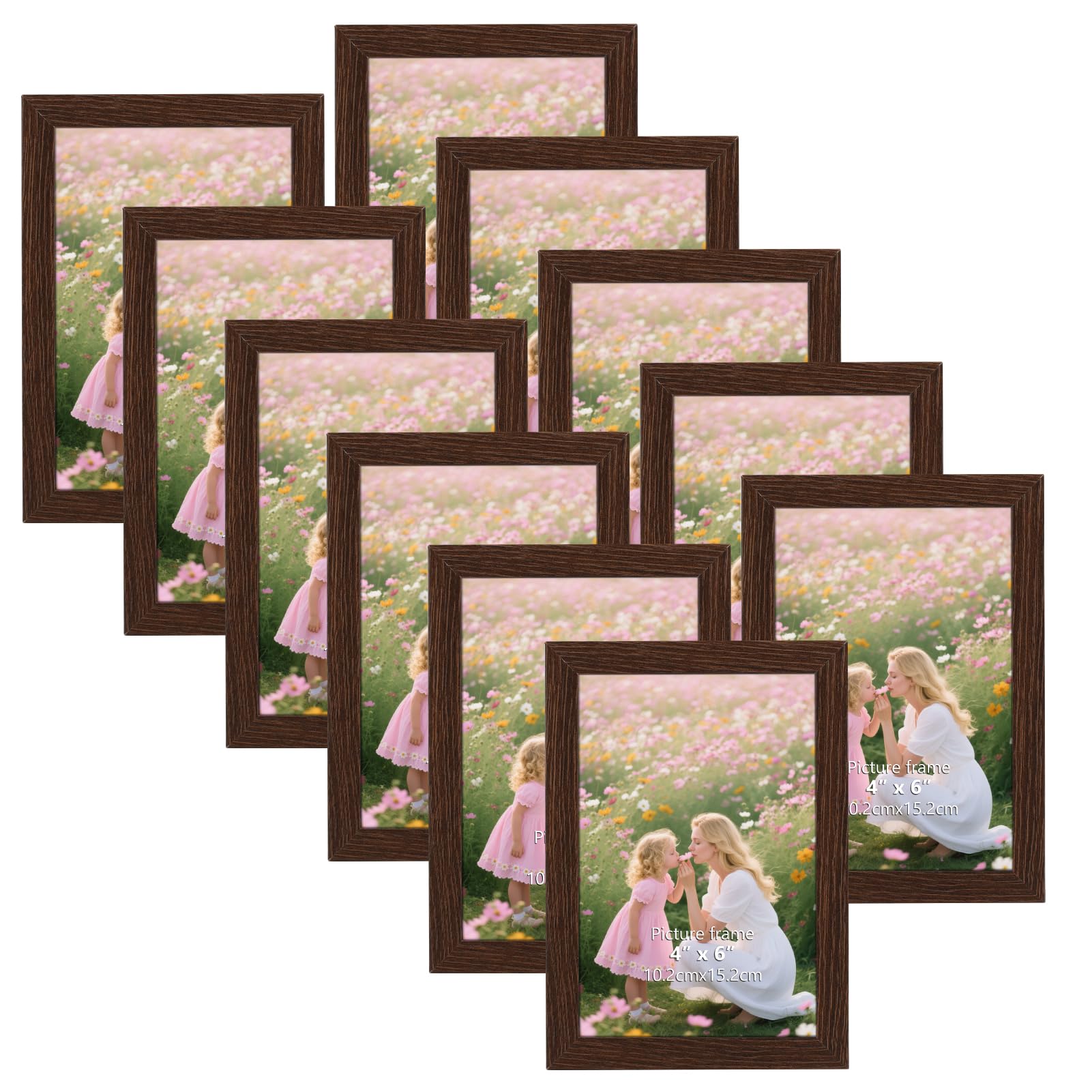 Photo 1 of CRUGLA 4x6 Picture Frame Set of 11, Multi Rustic 4 by 6 Photo Frames Collage for Wall or Tabletop Display, Brown