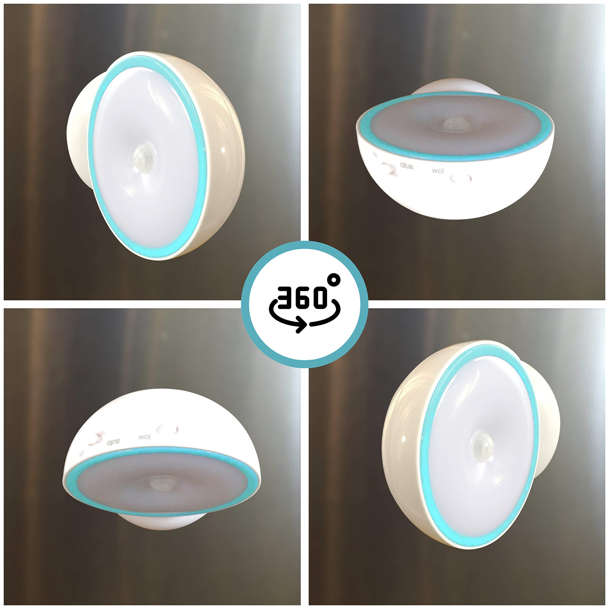 Cruise On Motion-Activated Battery LED Light with Magnetic Base, 360° Rotating Night Lamp for Closets, Bathrooms, Hallways & Cabinets, Wireless, Easy Install, Auto Sensor for Hands-Free Illumination