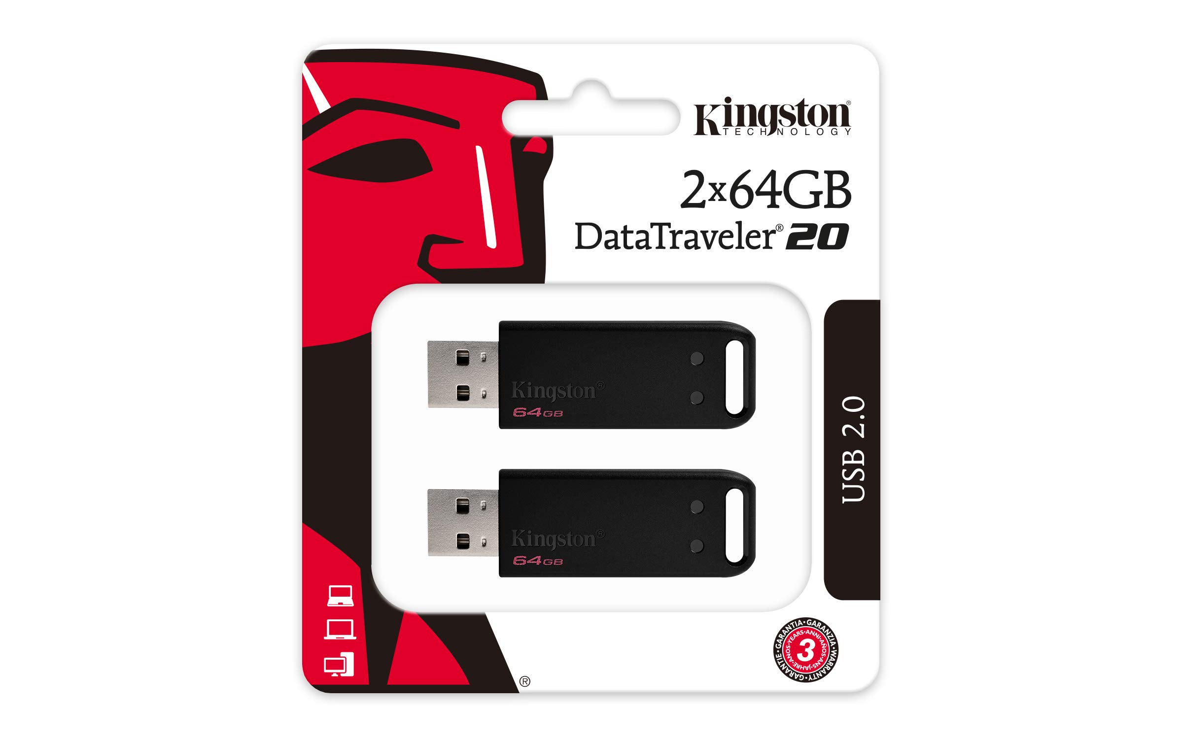 Kingston DataTraveler 20 (DT20/64 GB-2P) USB Flash drive 2.0 - Black