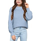 Imily Bela Girls Mock Neck Pullover Sweaters Casual Long Sleeve Knit Jumper Tops