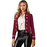Allegra K Women's Vintage Steampunk Jacket Halloween Cropped Open Front Button Decor Jacket