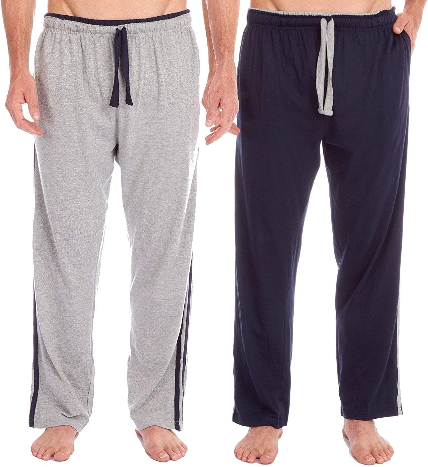 INSIGNIA 2 Pack Mens Plain Pyjama Lounge Bottoms Pants Soft Jersey