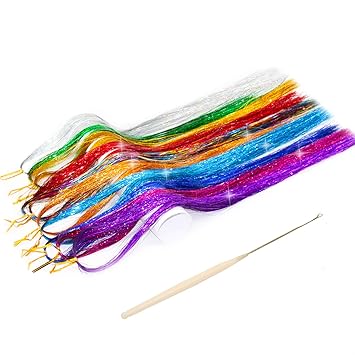 Amazon Com 48 Fairy Hair Tinsel With Kit Tools 2000 Strands 10