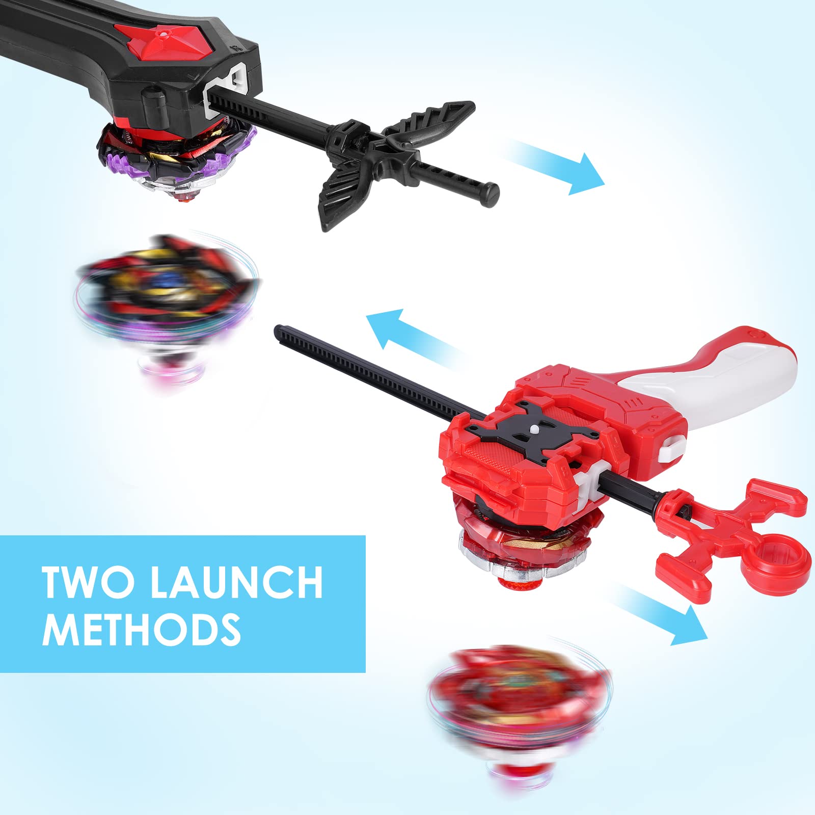 Bey Burst Set - Metal Fusion Evolution Master Battling Gyro Toys - High-Performance Spinning Tops with 2 Launchers for Children, Boys, and Kids(6)