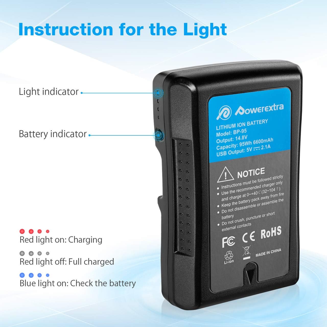 Powerextra 95Wh (6600mAh) V Mount/V-Lock Battery Compatible with Sony Camera Camcorder Broadcast Replacement Brick for DSLR: Home Audio & Theater