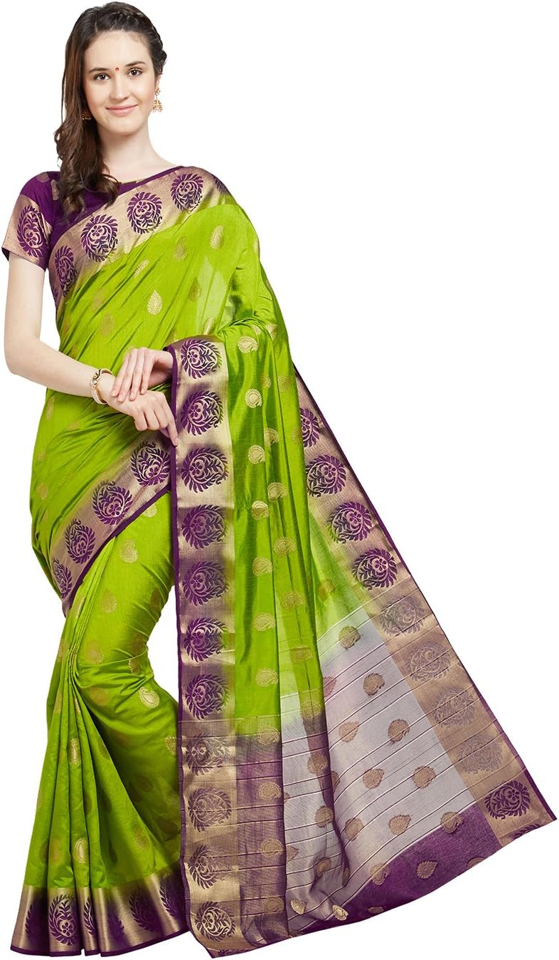Sarees Women's Banarasi Art Silk Saree with Unstitched Blouse Piece, Wedding Sari