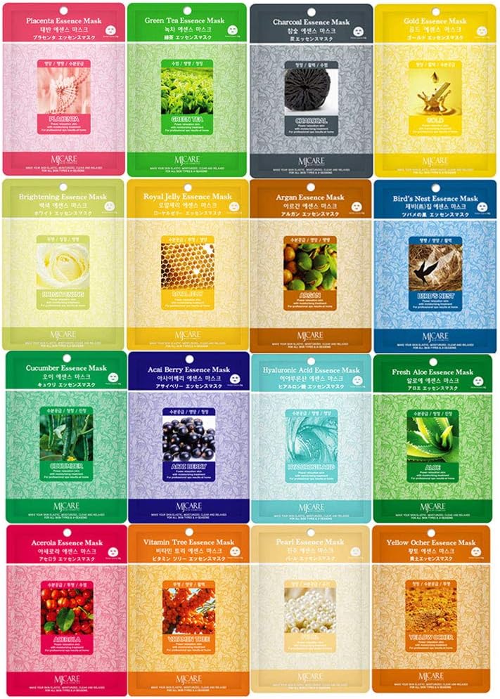 Pack of 16, Korean Cosmetic Beauty Collagen Essence Facial Mask Pack Sheet for Whitening & Moisturizing