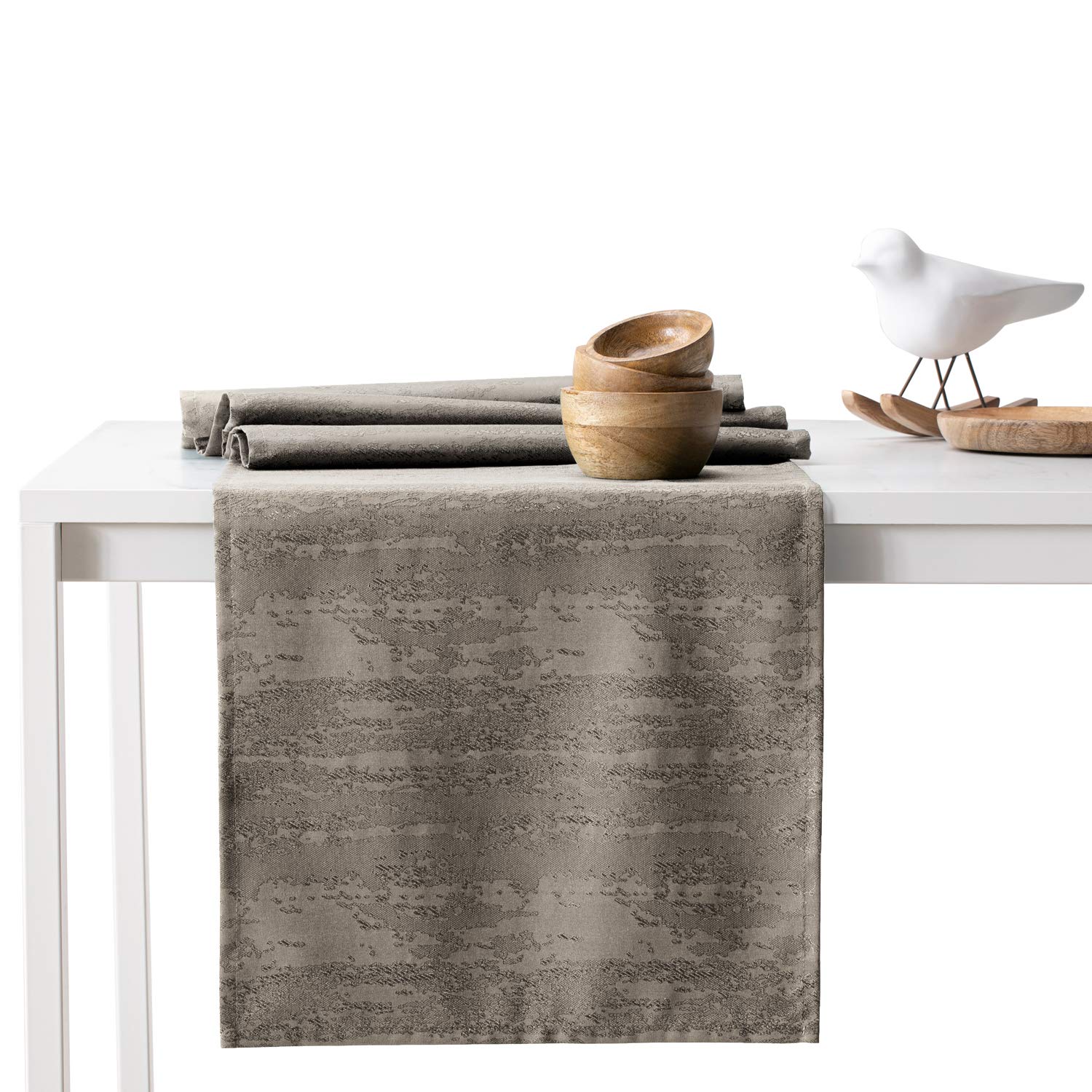 AmeliaHome Table Runner 30 x 80 cm Lotus Effect Water-Repellent Snakeskin Pattern Cappuccino Vesta
