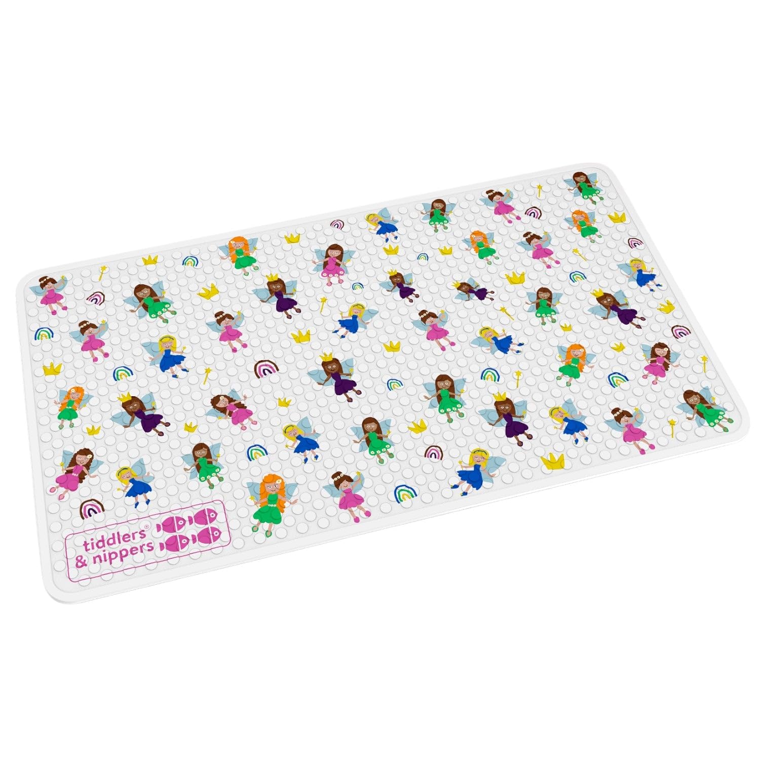 tiddlers & nippers Kids Anti Slip Bath Mat | Large 70cm x 40cm | Easy Clean, Anti-Mould & Mildew | Non Slip Surface & Suction Cups | Shower Mats for Baby, Children & Toddlers (Fabulous Fairies)