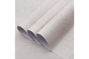 TOTIO Walnut Wood Peel and Stick Wallpaper Beige White Wood Grain Contact Paper Bubble-Free Design Matte Thickened 16x78inch 