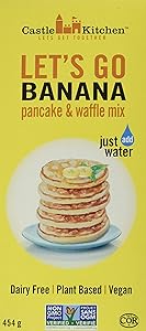 Castle Kitchen Banana Pancake Mix - Dairy-Free, Vegan, Plant Based, Non-GMO Project Verified, Kosher, Complete Pancake & Waffle Mix - Just Add Water - 16 oz
