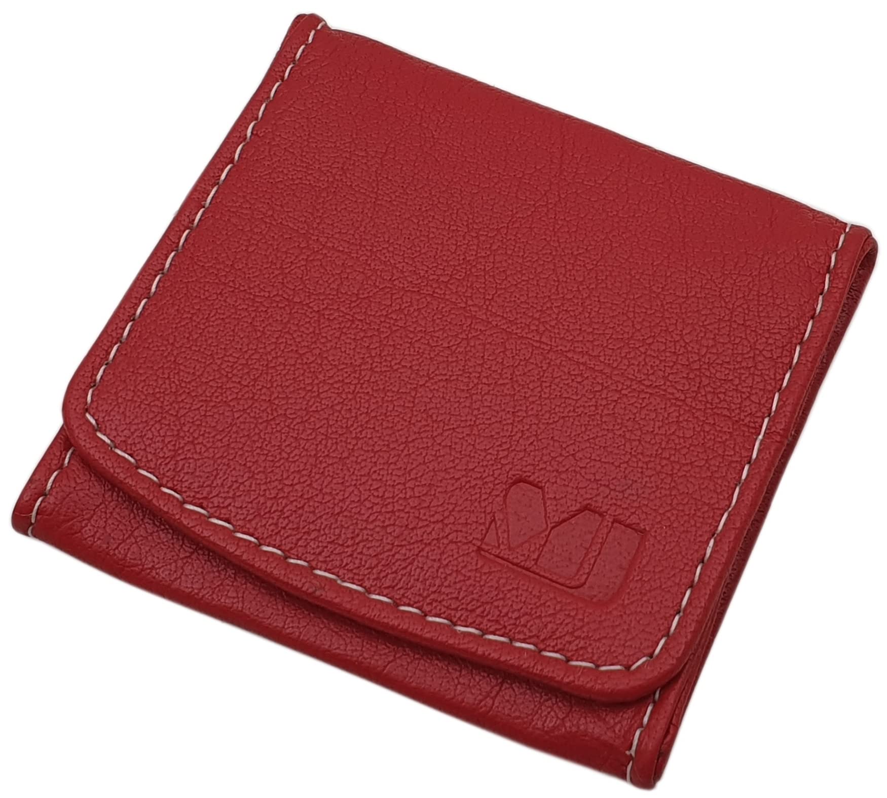 MJ-Design-Germany Small Buffalo Leather Wiener Schachtel Purse 7x1x6.5cm in Red