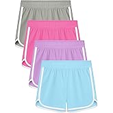 Resinta 4 Packs Girls Soccer Shorts Toddler Girls Athletic Shorts Quick Dry Workout Dolphin Kids Active Shorts
