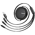 McDodo Beat Drum Multi Charging Cable,Retractable 3 in 1 Phone Charger Cord 4ft with Type C/Micro USB Port Compact for Travel USB Cable