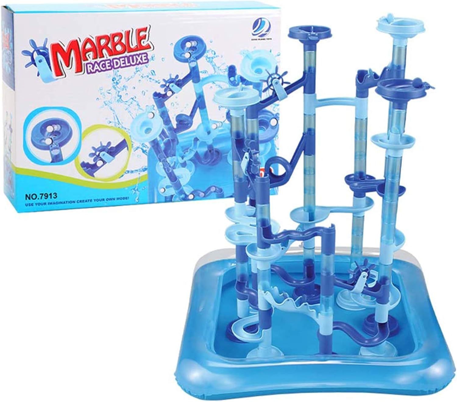 EPCHOO Marble Runs, 107 Pcs Aqua Maze Twist The Water Marble Run Maze