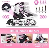 Nattork Adjustable Inline Skates for Girls Pink Size 10-13 with LED Wheels view 5