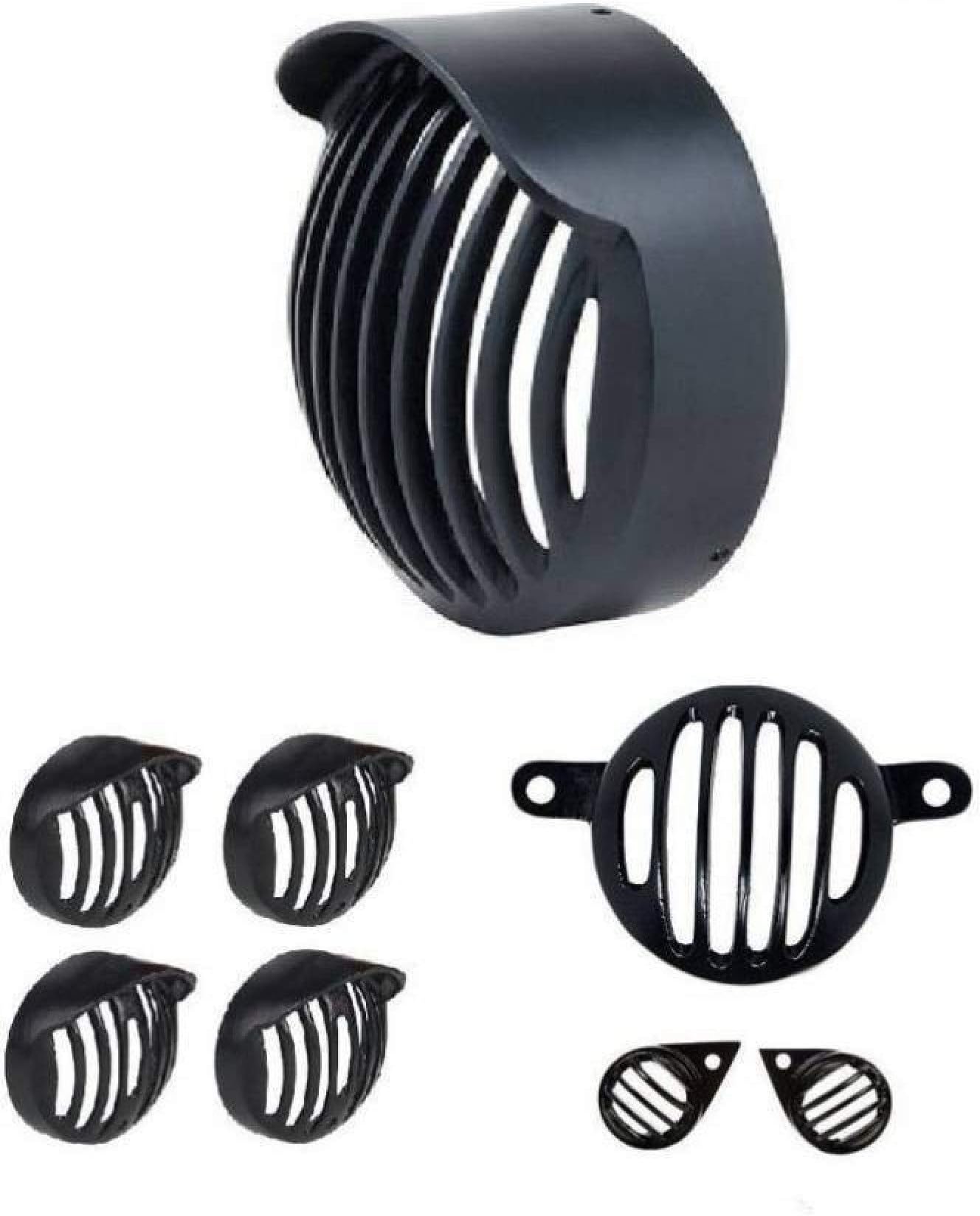 Gate 7 PVC Headlight, Tail Light, Parking Light, Indicator Complete Grill Set for Royal Enfield Classic 350/500 - Set of 8