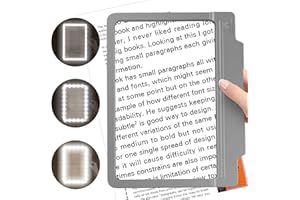 NZQXJXZ 4X Magnifying Glass for Reading, Large and Lightweight Magnifier Book Light with 36 Ultra-Bright Dimmer LED Lights Provide Full-Page Viewing Area Perfect for Low Vision Person and Seniors(Grey)