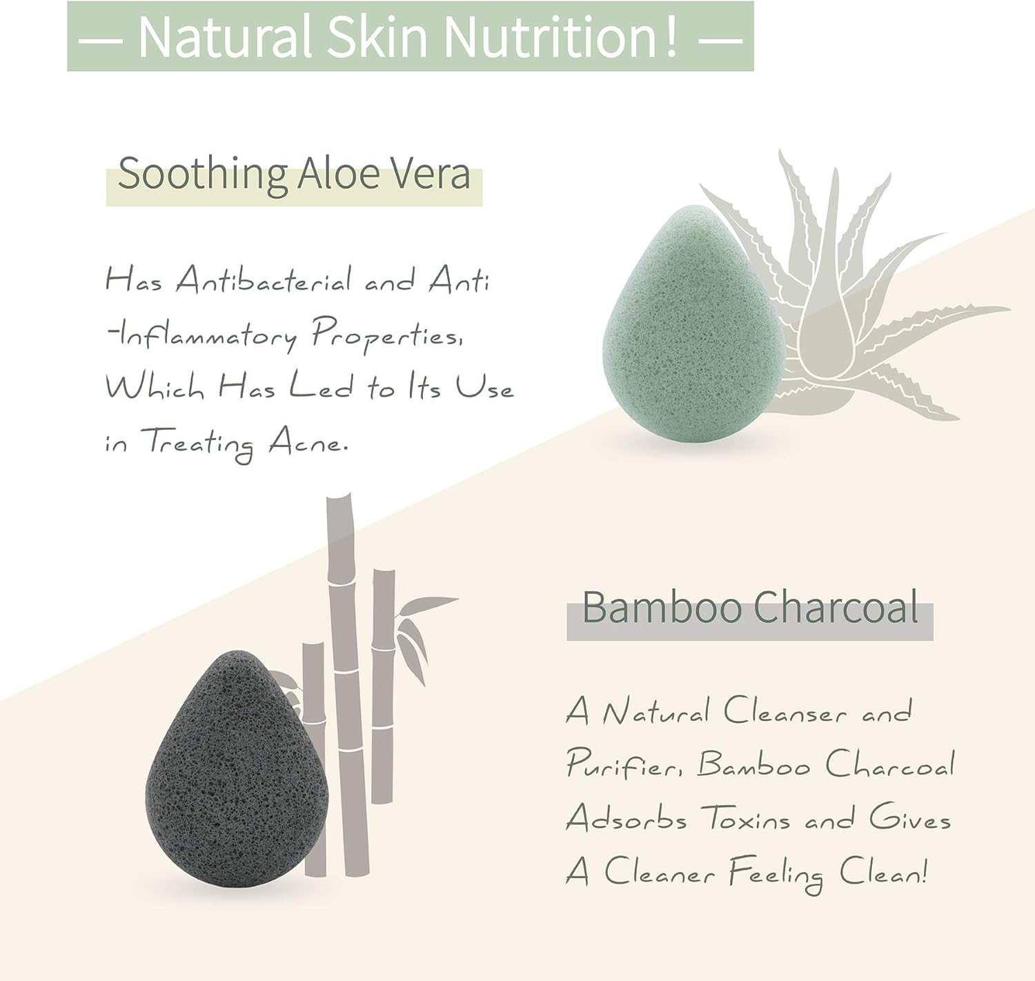 Natural Konjac Facial Sponges – Teardrop Shape - for Gentle Face Cleansing and Exfoliation - with Activated Charcoal and Aloe Vera, 4pc Set: Health & Personal Care