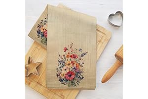 Vintage Vibrant Bouquet Kitchen Towels, Absorbent Microfiber Tableware Decorative Dish Cloth Tea Towel, Waffle Soft Hand Towe