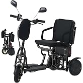 3 Wheel Folding Lightweight Mobility Scooter for Seniors &amp; Adults with Seat | 700W Dual Motor Electric Scooter with Tight Turning Radius, 3 Speed Modes, 28 Mile Range, Removable Battery,Black