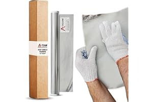 A-Team Performance Adhesive Backed Aluminized Fiberglass Heat Shield - 2000 Degrees Protection & Reflective - Easy-Apply Adhesive Backing & Foil - Auto Firewall & Hose Heat Shield - 12 in x 24 in in
