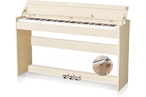 SHEIRIN Digital Piano 88 Key Weighted Stand Cover Hammer Action Upright Acoustic Electric Keyboard Pedal Full Size Home Musical Beginners Adults Instrument Self Playing MIDI SR-CH80（beige）