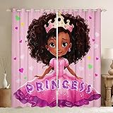 Cute Girl Pattern Window Curtains,Pink Princess
