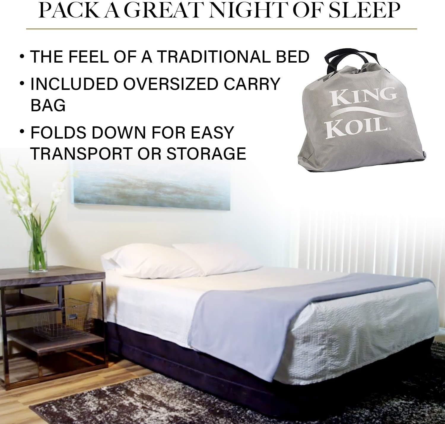 King Koil Queen Air Mattress with Built-in Pump - Best Inflatable Airbed Queen Size - Elevated Raised Air Mattress Quilt Top 1-Year Manufacturer Guarantee Included: Home & Kitchen