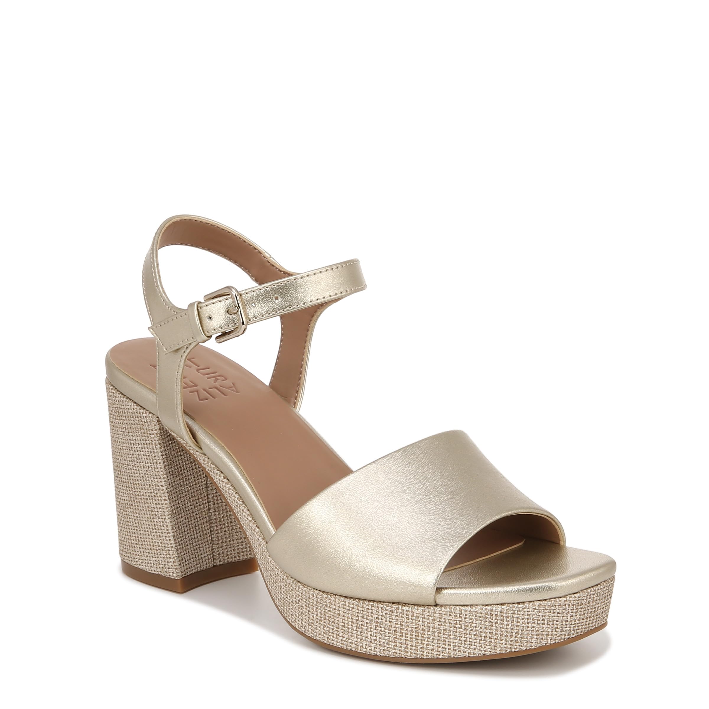 Naturalizer Womens Lilly Heeled Sandal Champagne Metallic 9 W