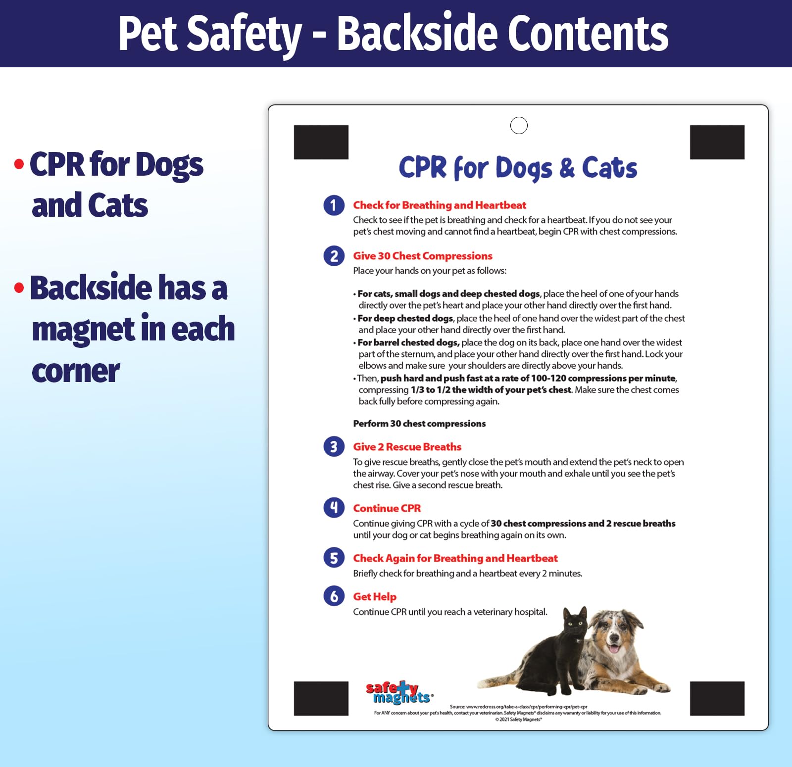 Safety Magnets by ZOCO – Pet Safety Fridge Magnet – Cat & Dog CPR – Safe & Toxic Foods & Plants Chart – Pet Sitter Emergency Supplies – 8.5x11 Laminated Quick Reference Card
