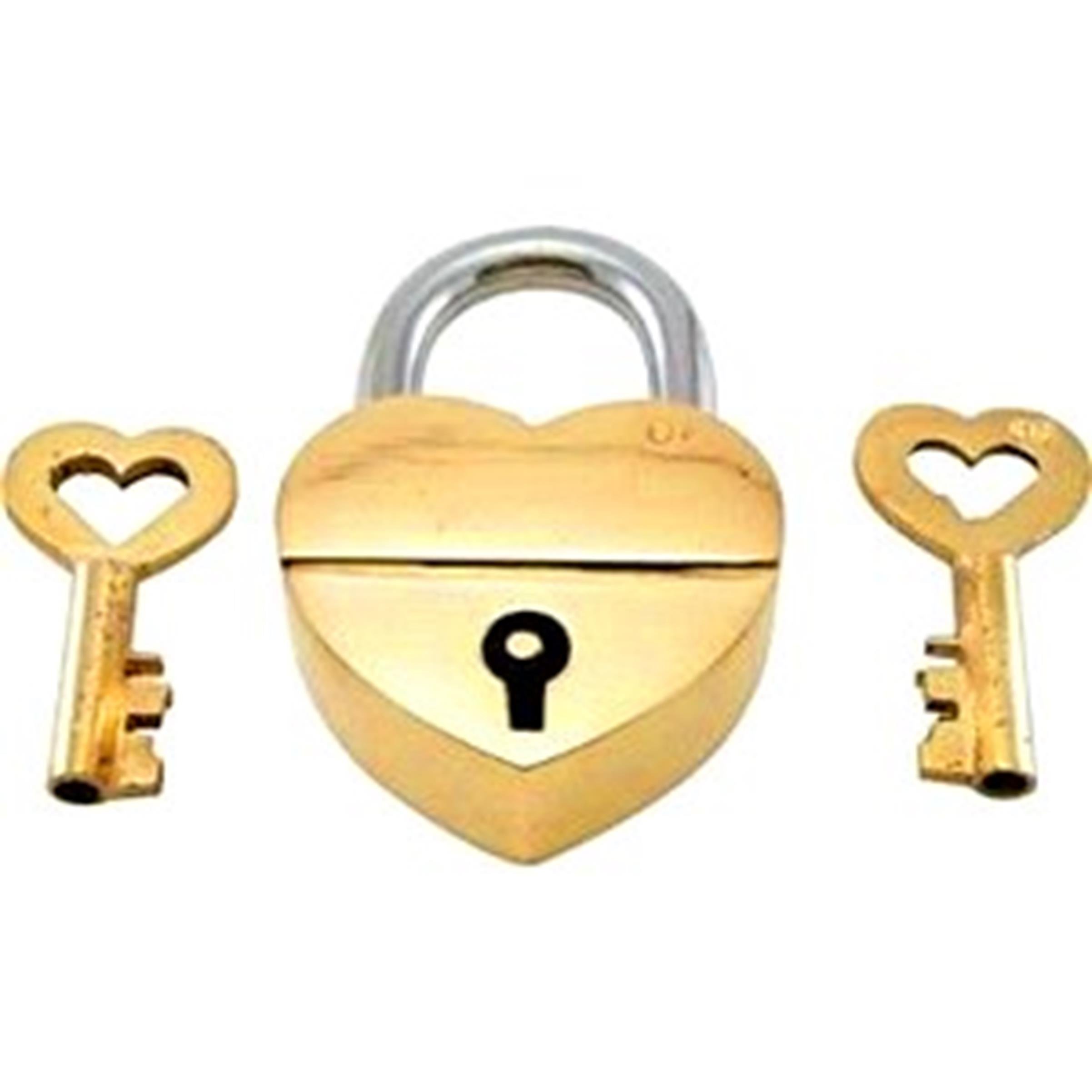 Purpledip Brass Small Padlock: Glowing Heart (11003)