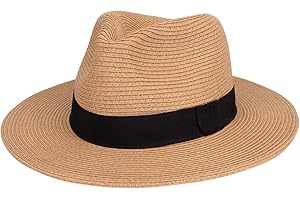 MAYLISACC Sun Hats for Men Wide Brim Panama Hat Beach Hat Straw Hats for Men Sun Protection Foldable Men Fedora Hats UPF50