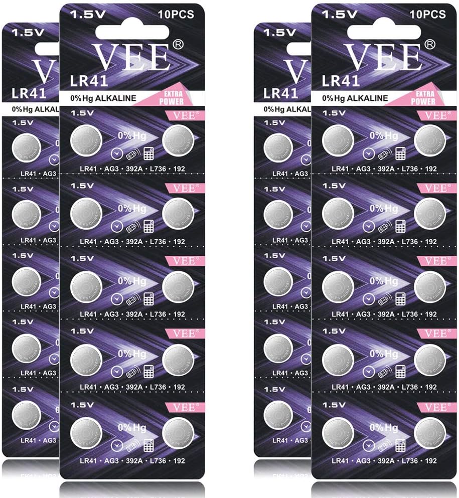 VEE LR41 Battery 384 AG3 392 L736 1.5V Button Battery 40 Pack: Home Audio & Theater