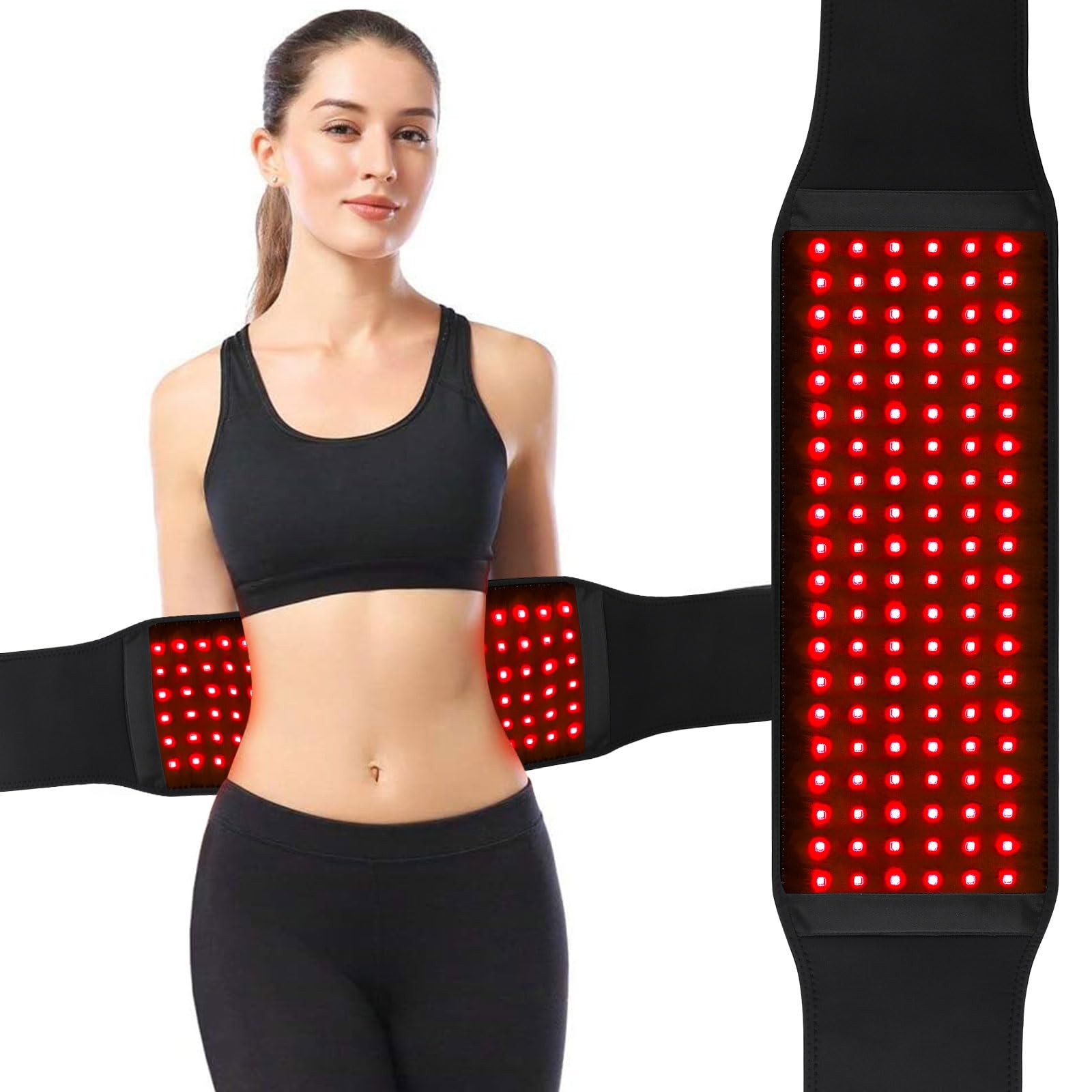 DYMROGE Red Light Waist Belt for Body, 660nm RedLight & 850nm Near-Infrared Light Wrap Belt With 4 Frequencies, LED Lamp Waist Pad Suitable for Shoulder Back Waist Abdomen, With 2-meter Power Adapter