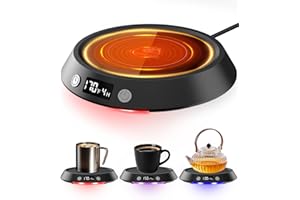 Kepwam Coffee Mug Warmer - 50W Electric Coffee Warmer for Desk 3 Temp Settings & 2-9 Timer Smart Cup Warmer for Desk Candle W
