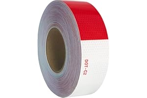 WAENLIR 2 inch x160Feet Reflective Safety Tape DOT-C2 Waterproof Red and White Adhesive Conspicuity Tape for Trailer, Outdoor, Cars, Trucks
