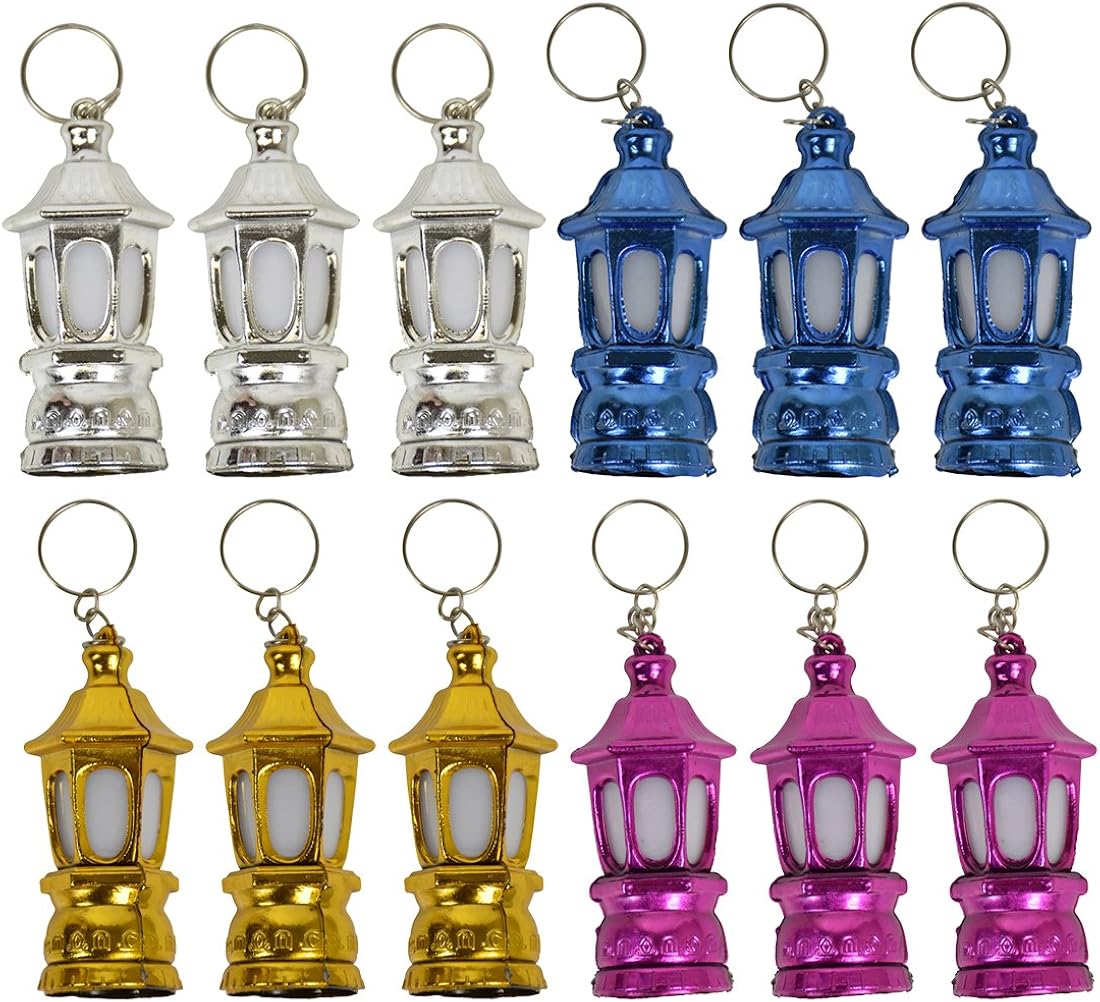Light Up Lantern Keychain Key Ring 12 Count Multi Clothing