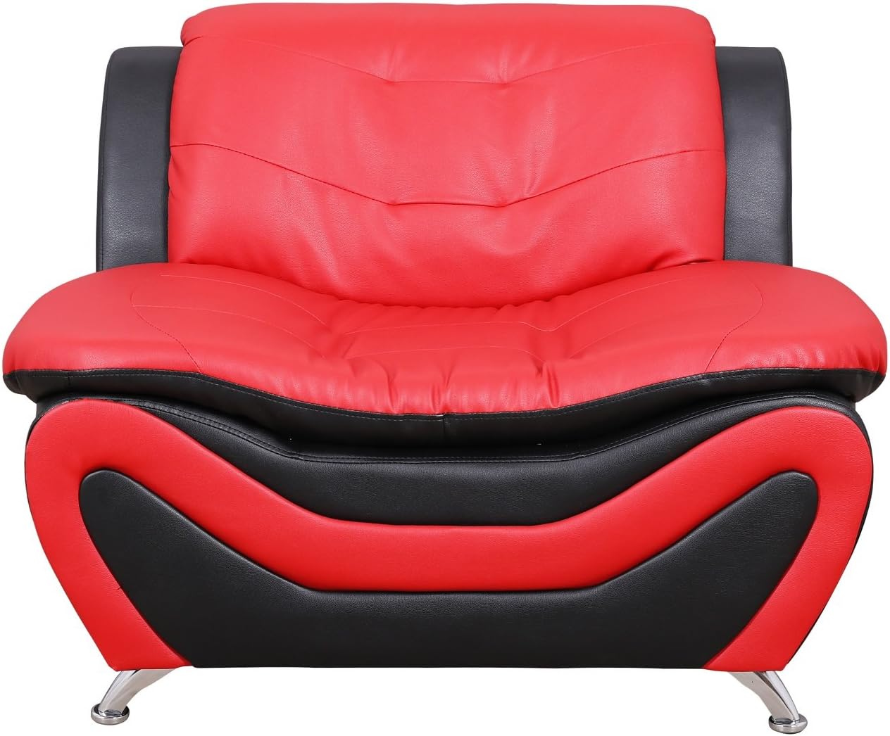 Beverly Fine Furniture Aldo ((3 Piece) Modern Sofa Set, Black/Red: Furniture & Decor