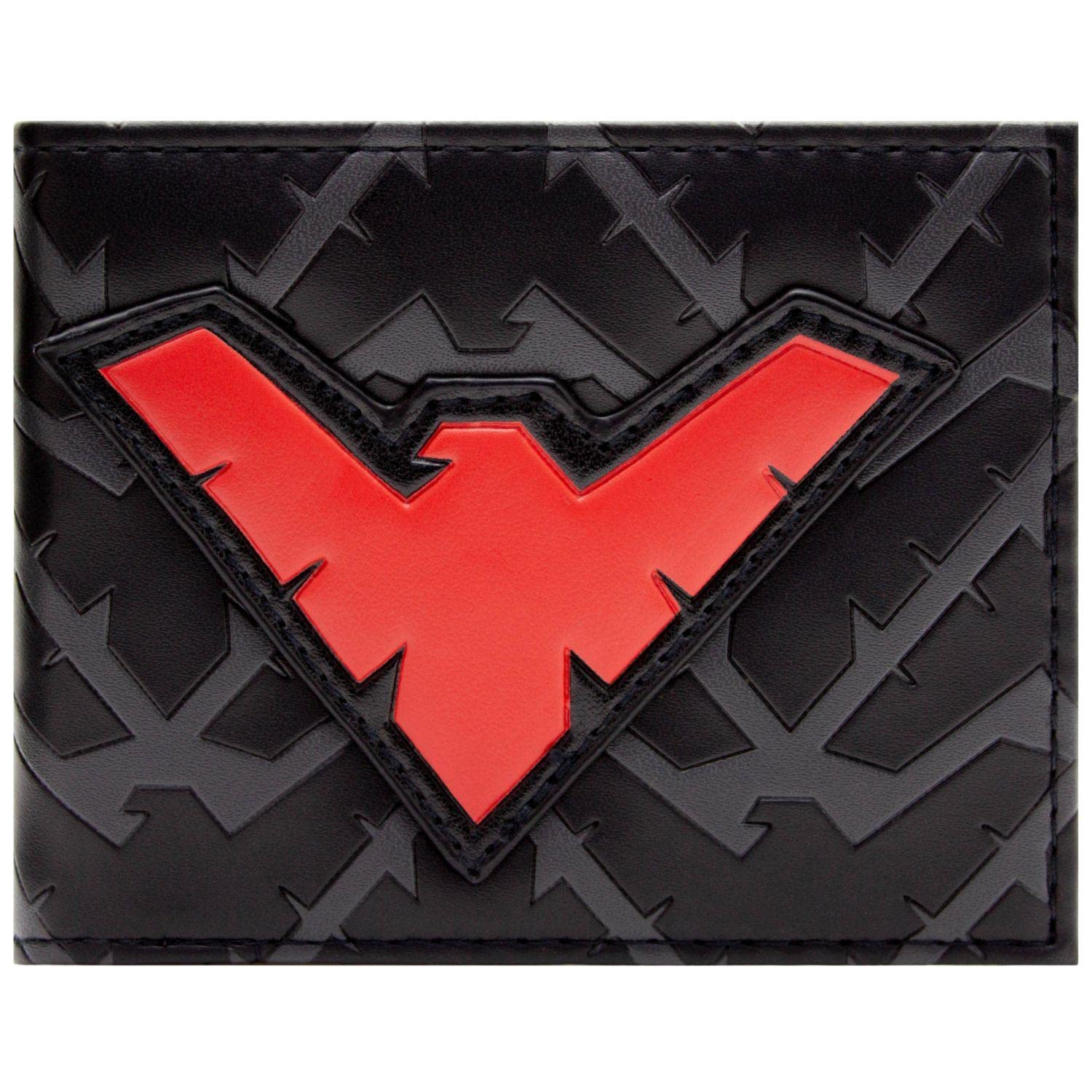 Nightwing The New 52 Kryptonian Bird Badge Wallet Bi-Fold ID & Card Holder, Black