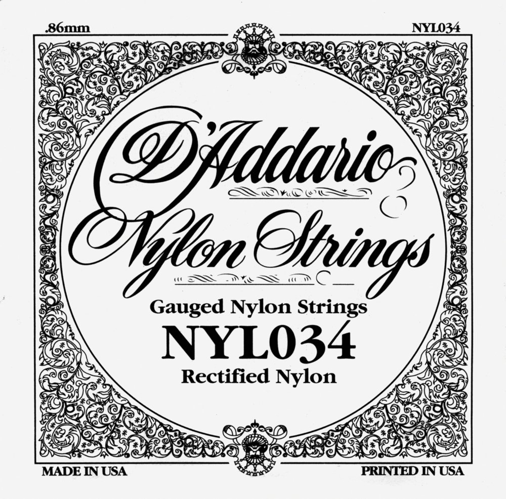 D'Addario .034 Rectified Nylon Single String for Classical Guitar