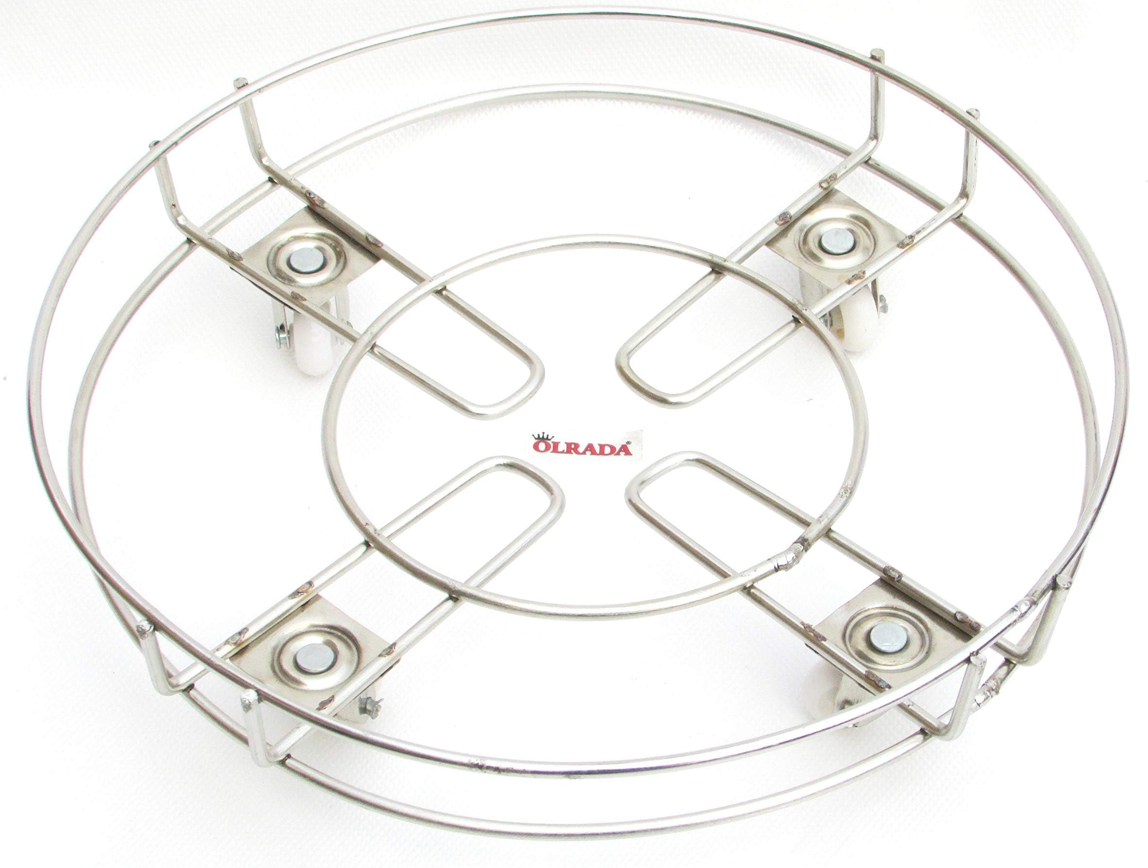 Arrison Olrada Stainless Steel Cylinder Gas Trolley with Wheels (Silver, 17.5 Quart)