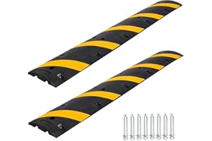 MILLELOOM 6FT Rubber Speed Bumps (2 Pack), 66000 LB Capacity Heavy-Duty Speed Humps for Parking Lots, Roads, Schools, Warehouses, Hotels 72inch